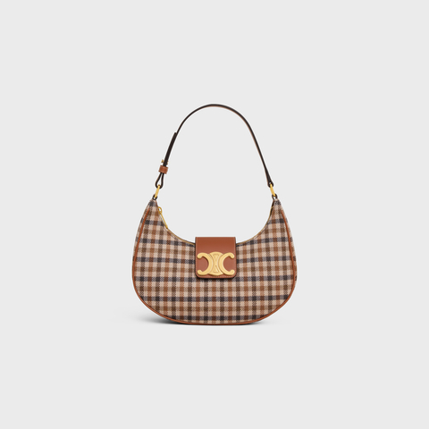 MEDIUM AVA TRIOMPHE BAG IN TARTAN TEXTILE and CALFSKIM
