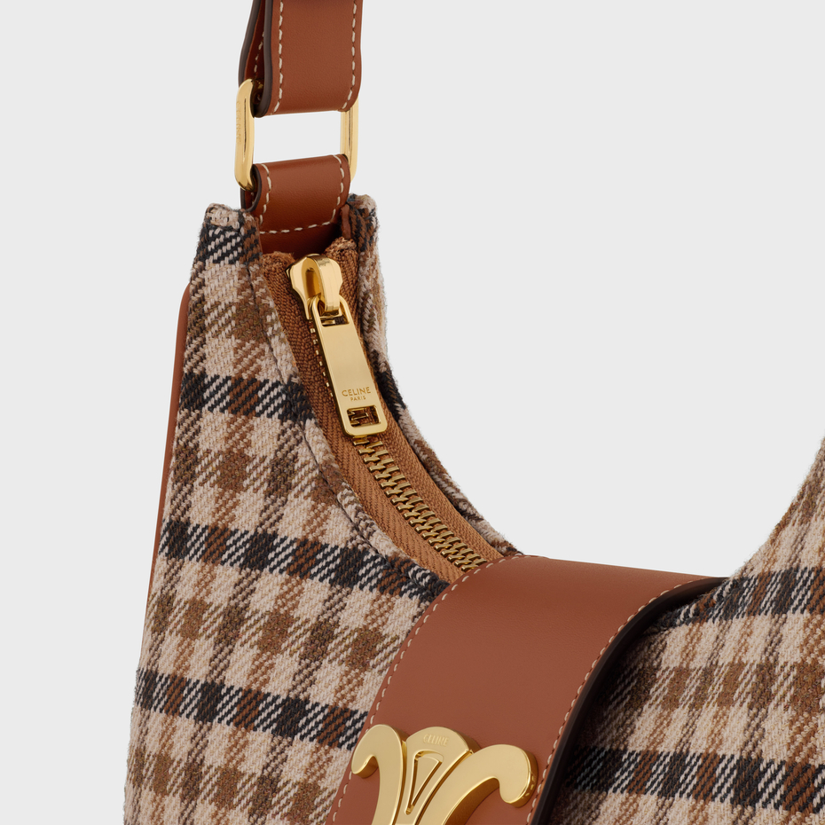 MEDIUM AVA TRIOMPHE BAG IN TARTAN TEXTILE and CALFSKIM - Image 5