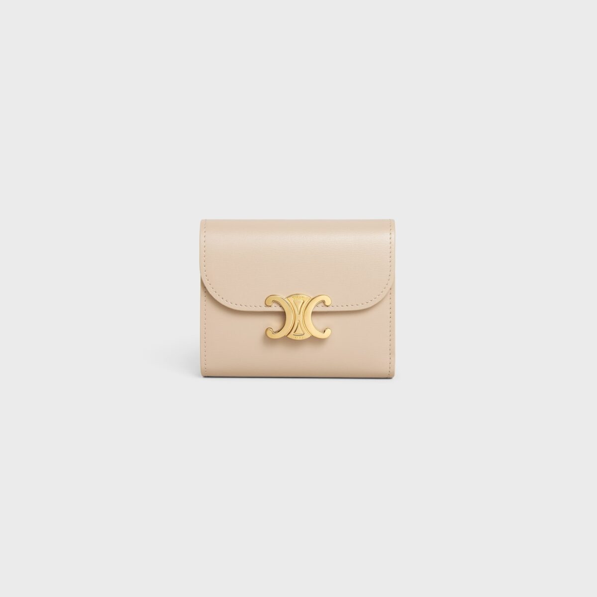 SMALL FLAP WALLER TRIOMPHE IN SHINY CALFSKIN NUDE