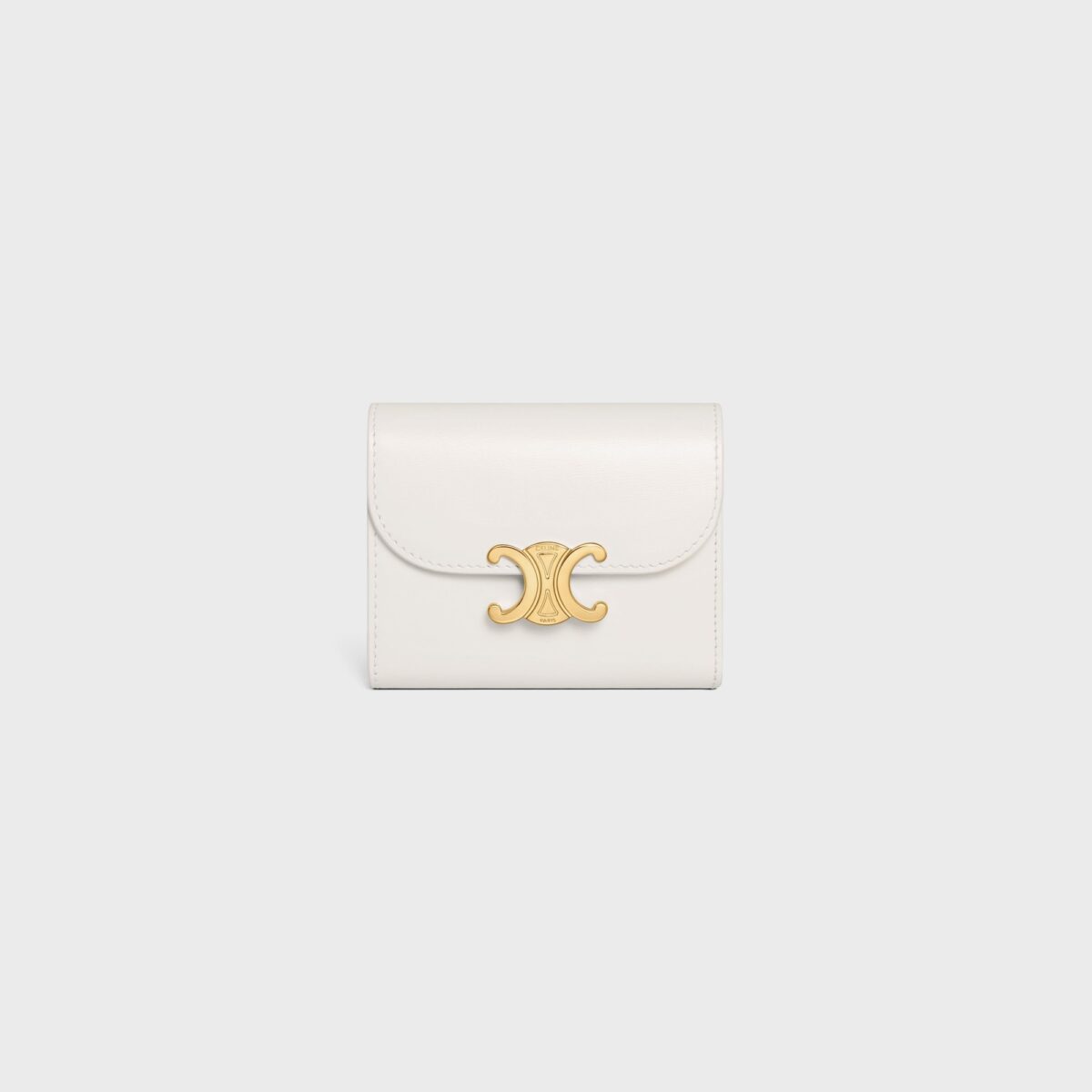 SMALL FLAP WALLER TRIOMPHE IN SHINY CALFSKIN WHITE
