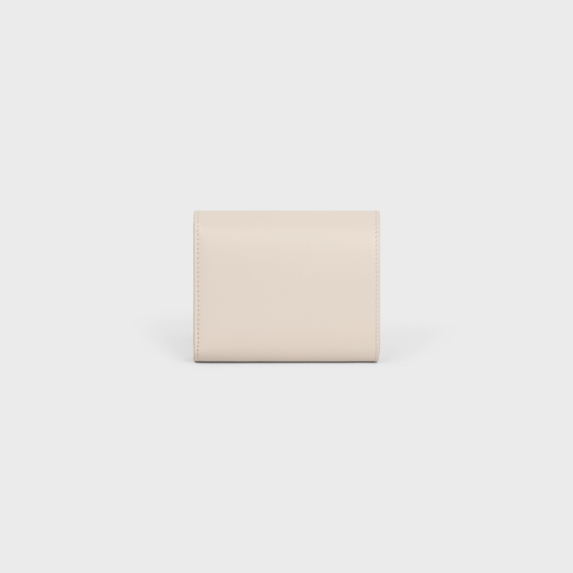 SMALL FLAP WALLER TRIOMPHE IN SHINY CALFSKIN PALE BEIGE - Image 3