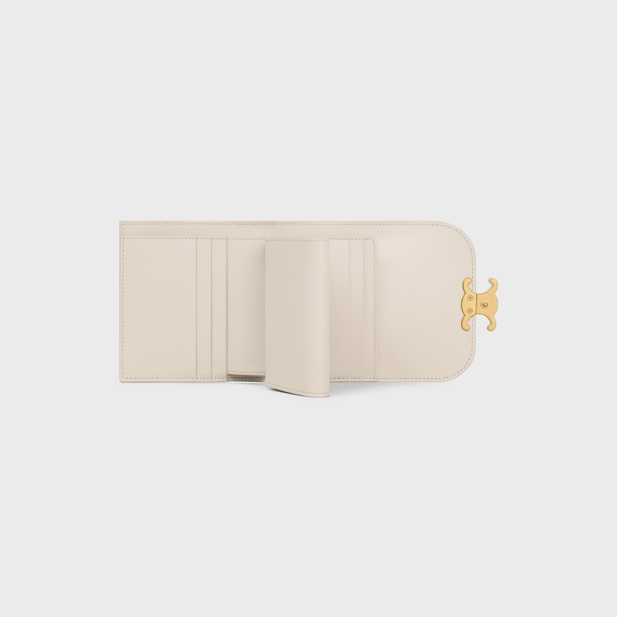 SMALL FLAP WALLER TRIOMPHE IN SHINY CALFSKIN PALE BEIGE - Image 4