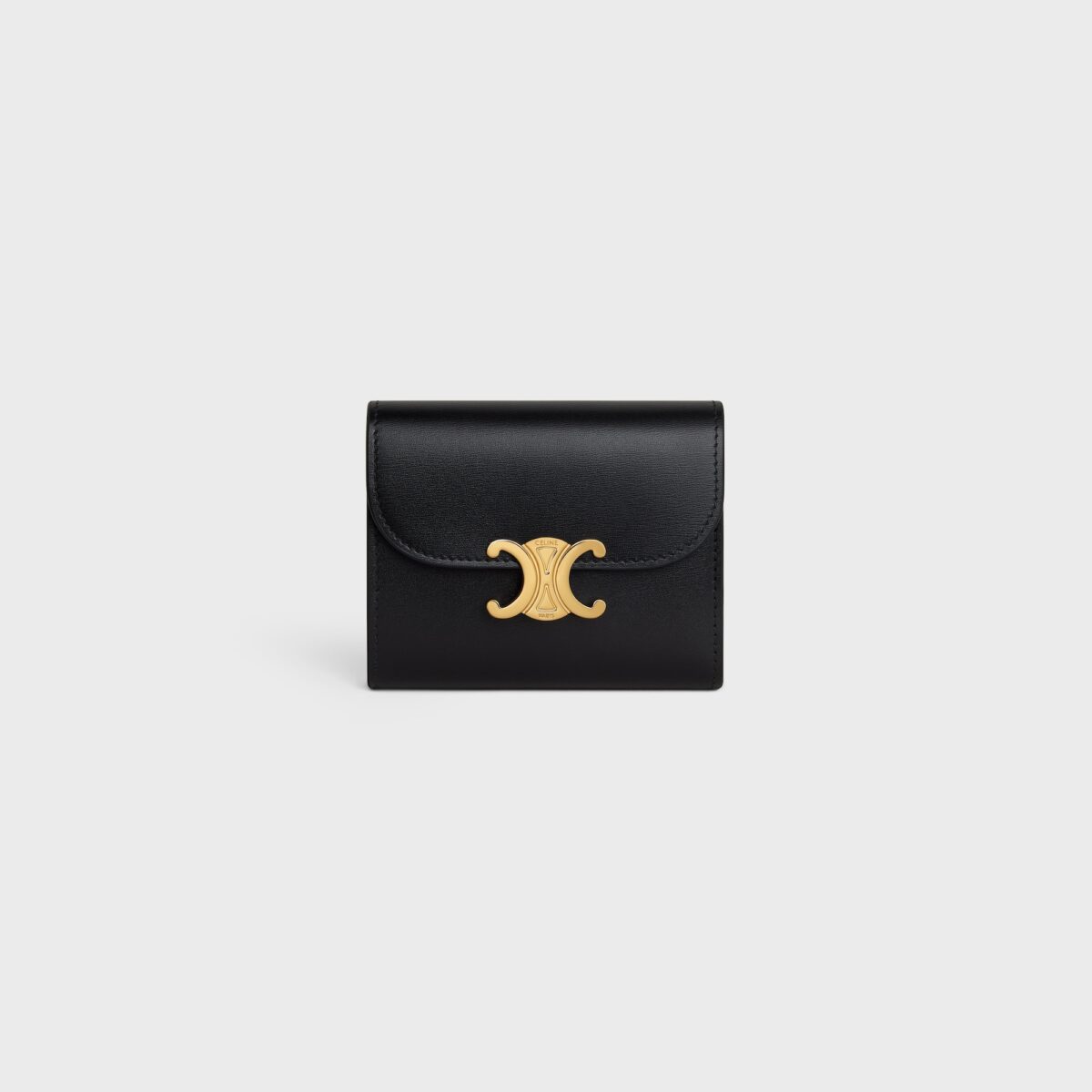 SMALL FLAP WALLER TRIOMPHE IN SHINY CALFSKIN BLACK