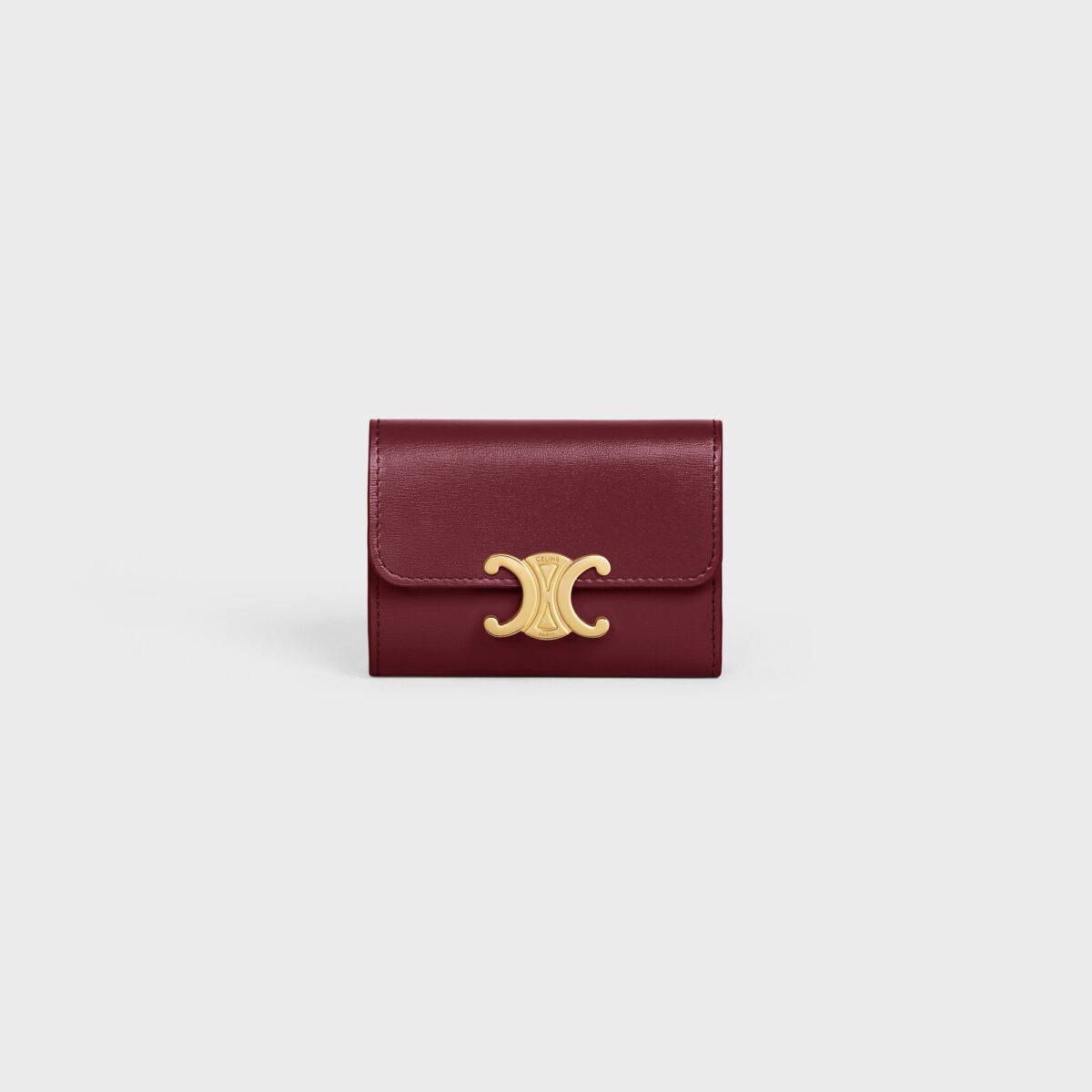 COMPACT WALLET WITH COIN TRIOMPHE IN SHINY CALFSKIN LIGHT BURGUNDY