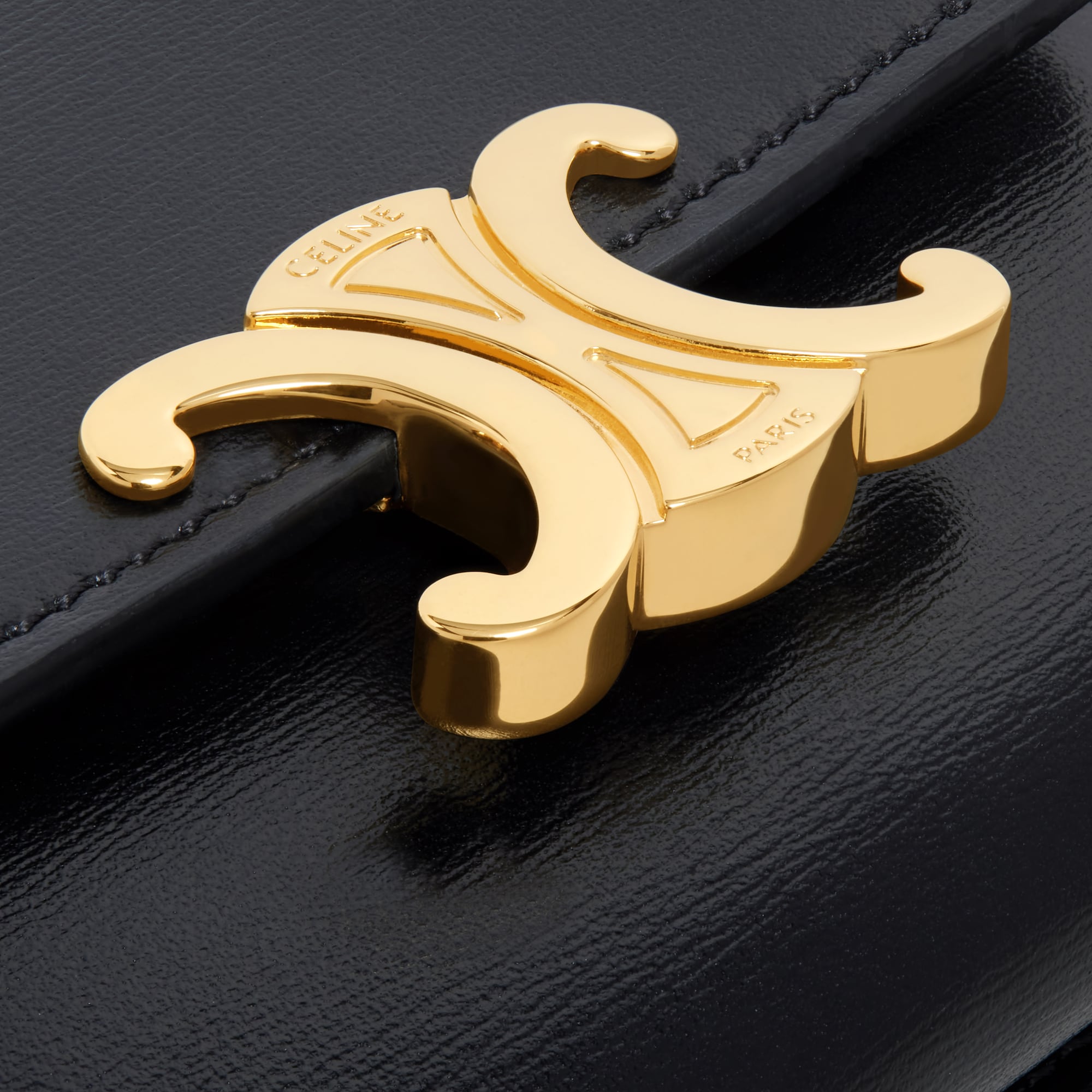 COMPACT WALLET WITH COIN TRIOMPHE IN SHINY CALFSKIN BLACK - Image 5