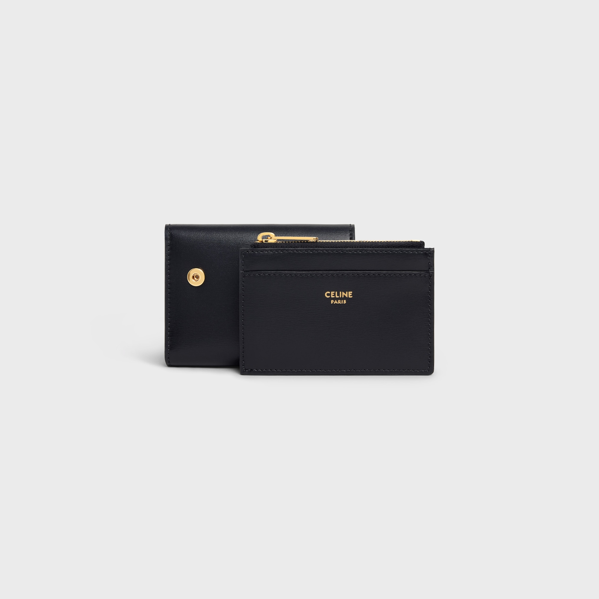 COMPACT WALLET WITH COIN TRIOMPHE IN SHINY CALFSKIN BLACK - Image 6