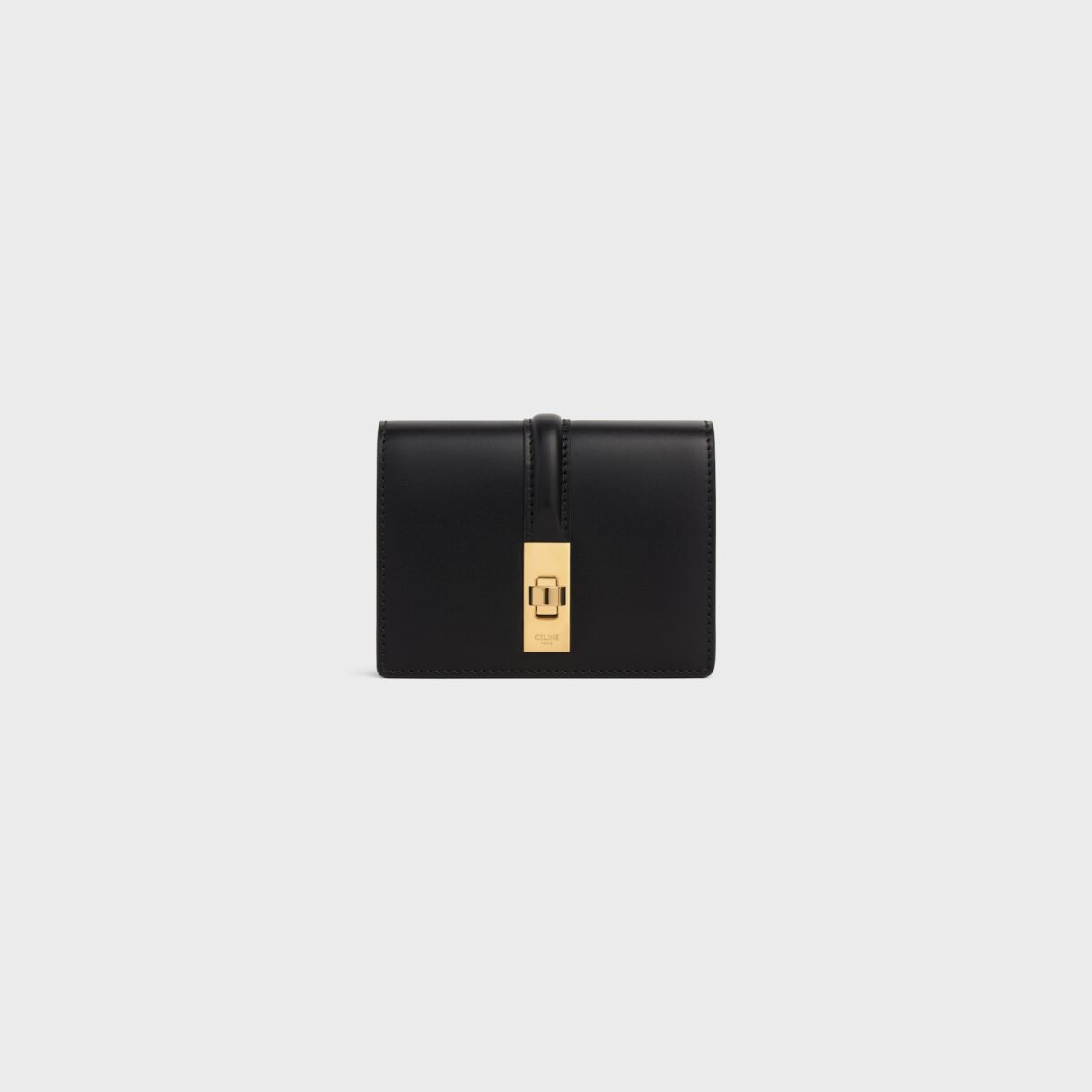 CARD HOLDER WITH FLAP 16 IN SATINATED CALFSKIN BLACK