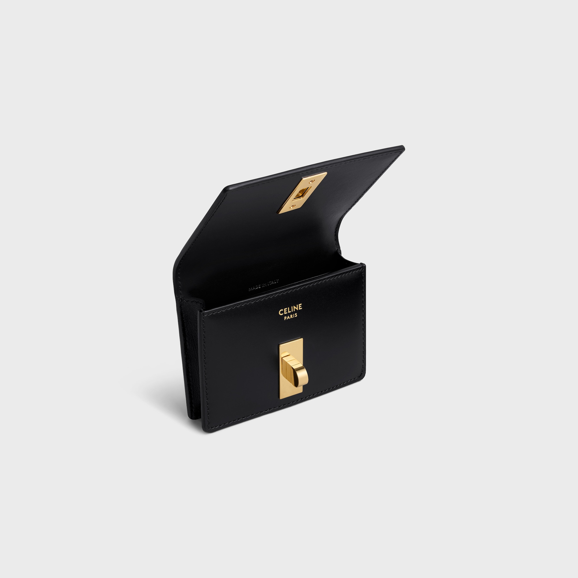 CARD HOLDER WITH FLAP 16 IN SATINATED CALFSKIN BLACK - Image 4
