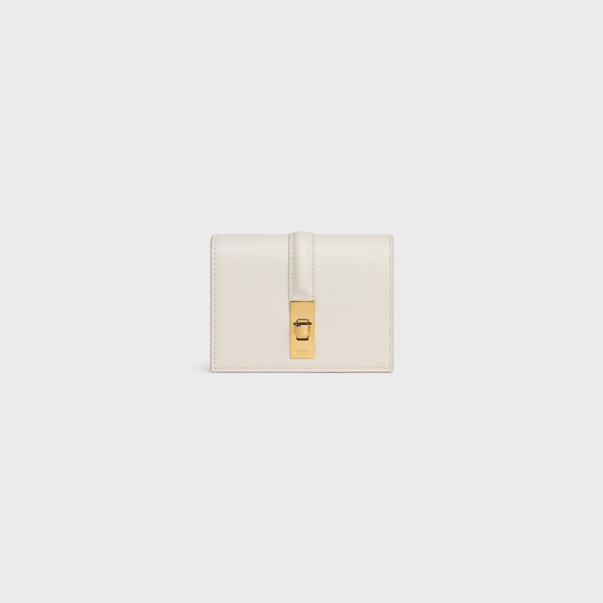 CARD HOLDER WITH FLAP 16 IN SATINATED CALFSKIN WHITE COTTON