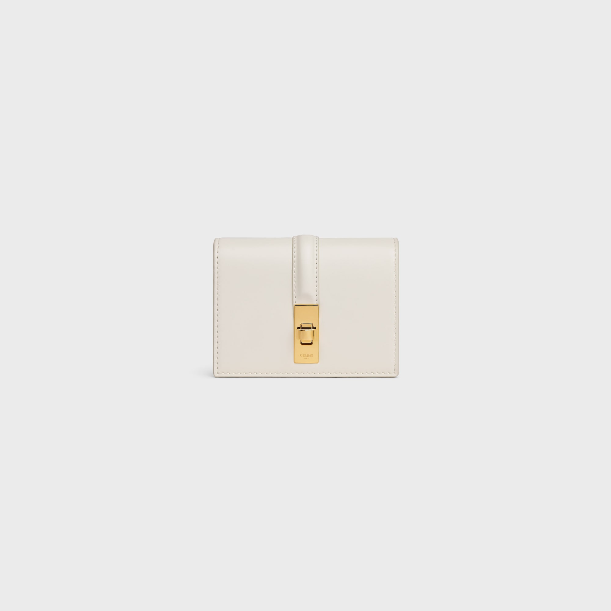 CARD HOLDER WITH FLAP 16 IN SATINATED CALFSKIN WHITE COTTON