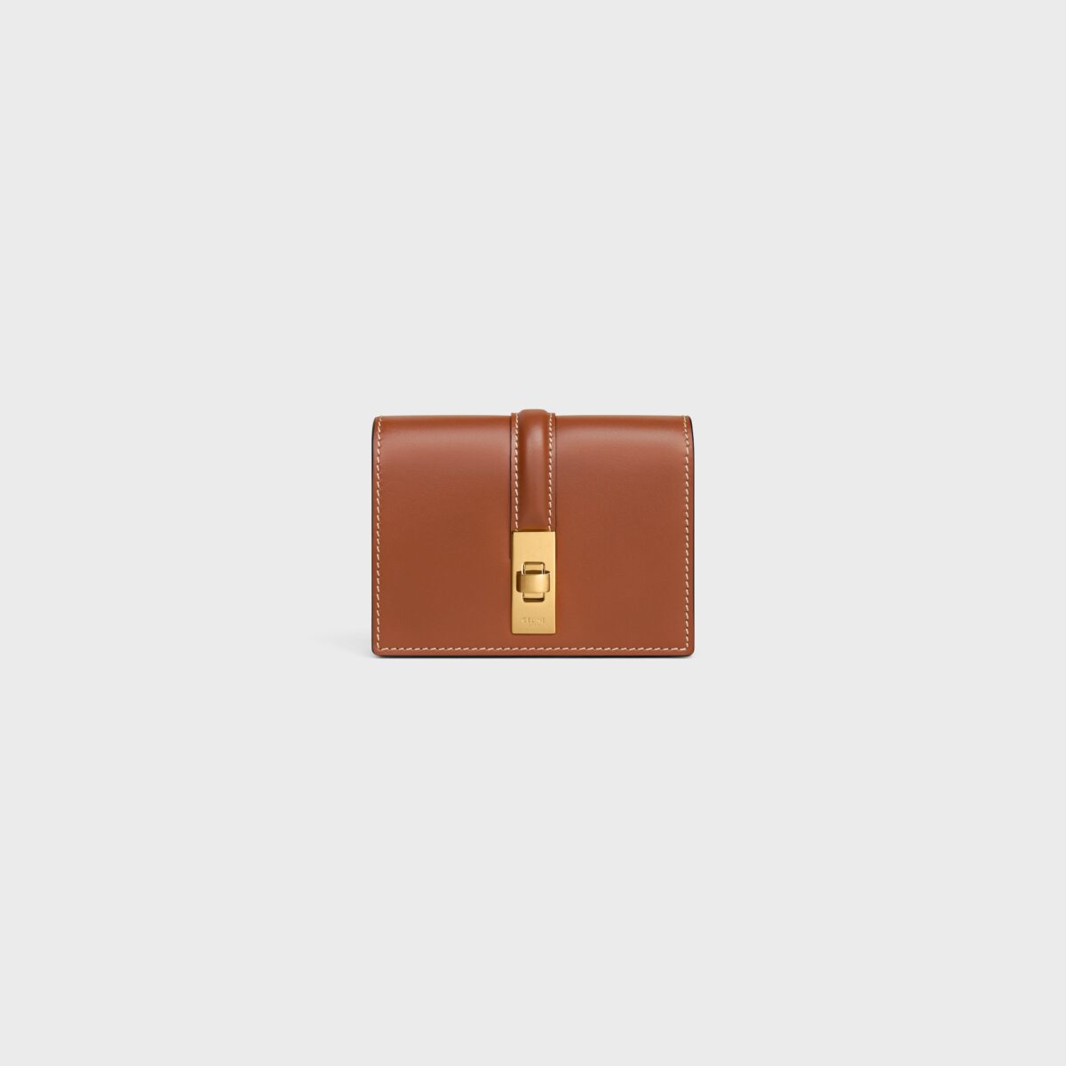 CARD HOLDER WITH FLAP 16 IN SATINATED CALFSKIN TAN