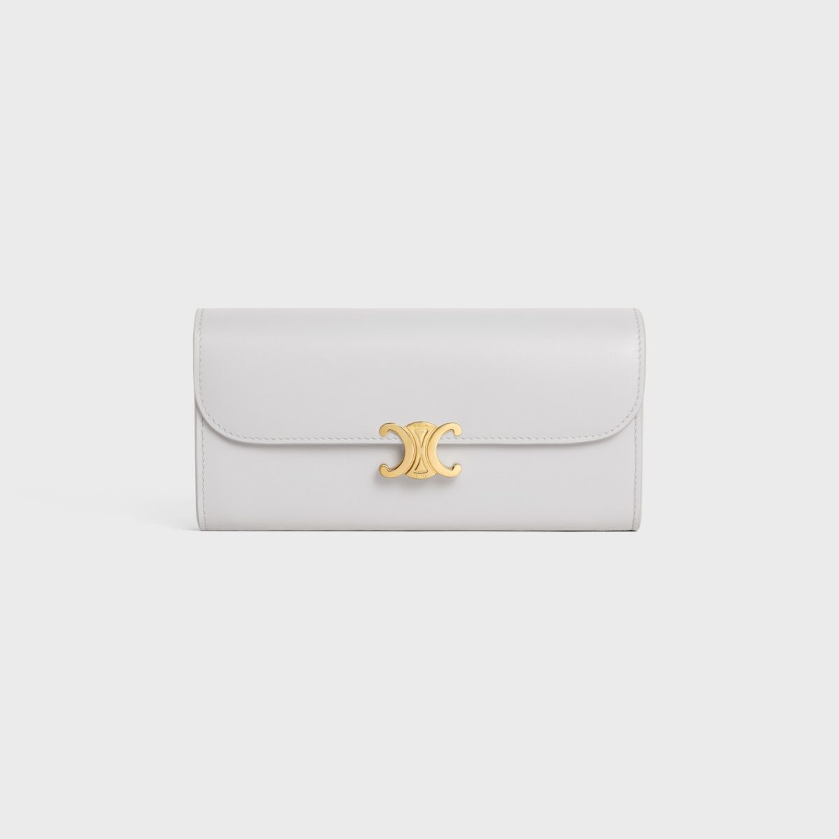 LARGE WALLET TRIOMPHE IN SHINY CALFSKIN CLOUDY GREY