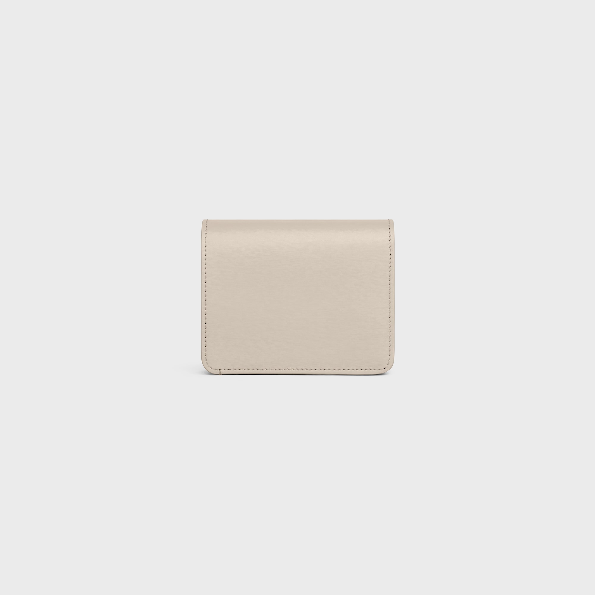 TRIOMPHE COMPACT WALLET IN SHINY CALFSKIN LIGHT STONE - Image 3