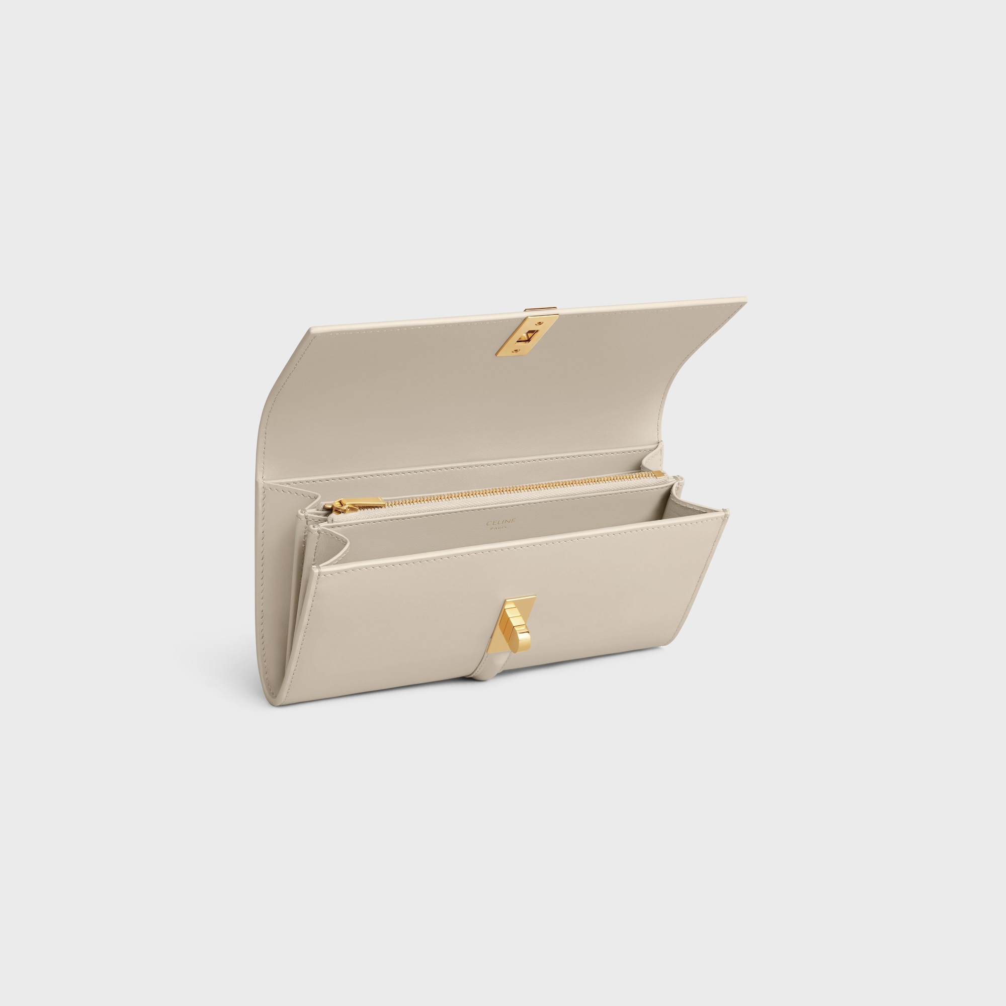 LARGE WALLET 16 IN SATINATED CALFSKIN LIGHT STONE - Image 4