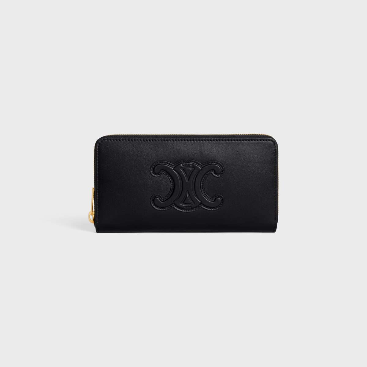 LARGE ZIPPED WALLET CUIR TRIOMPHE IN SMOOTH CALFSKIN BLACK