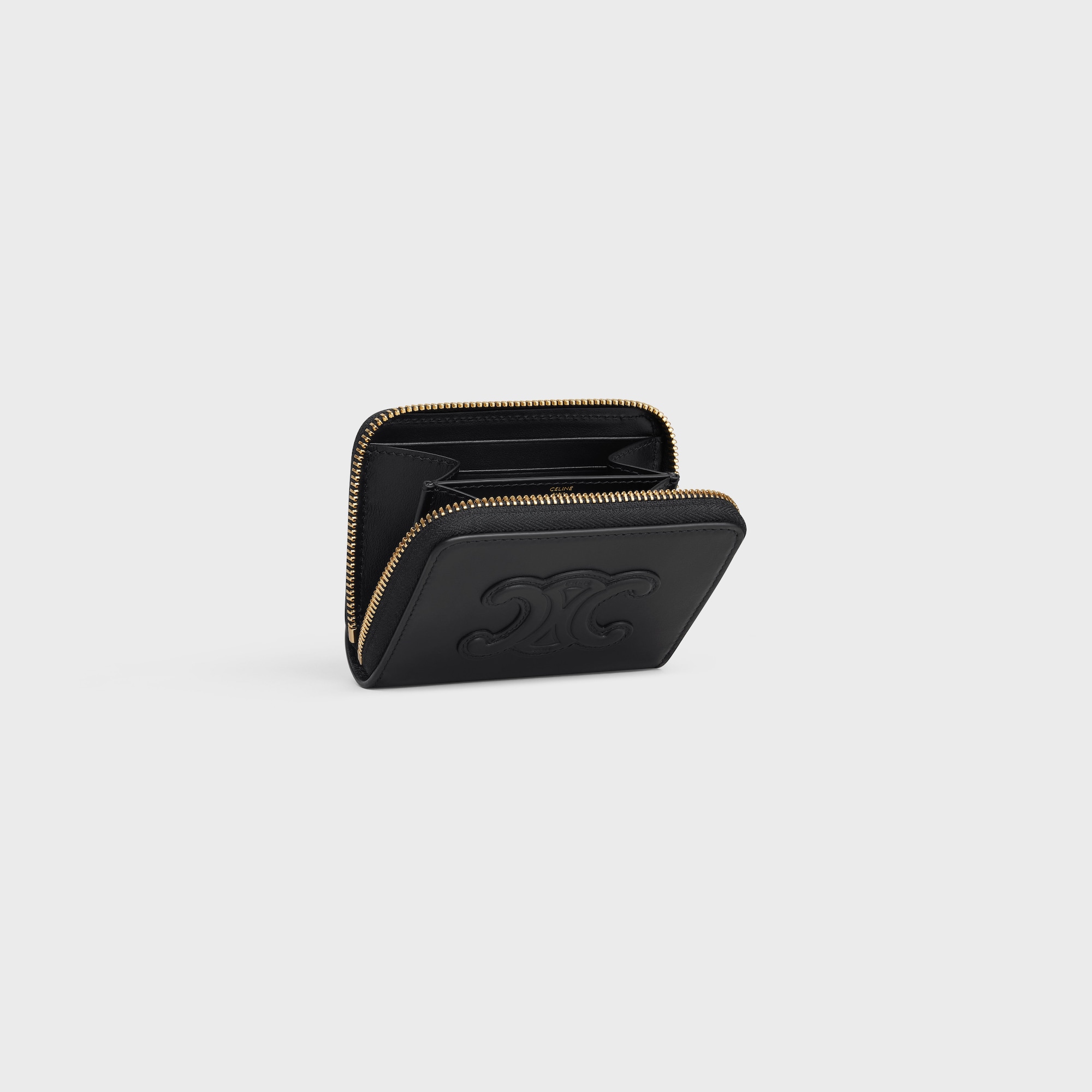 COMPACT ZIPPED WALLET CUIR TRIOMPHE IN SMOOTH CALFSKIN BLACK - Image 4