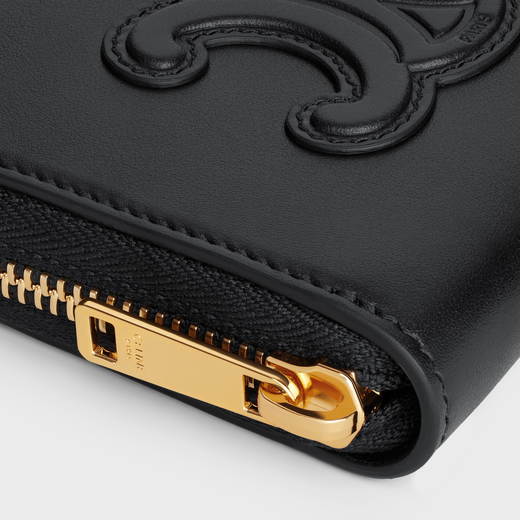 COMPACT ZIPPED WALLET CUIR TRIOMPHE IN SMOOTH CALFSKIN BLACK - Image 5