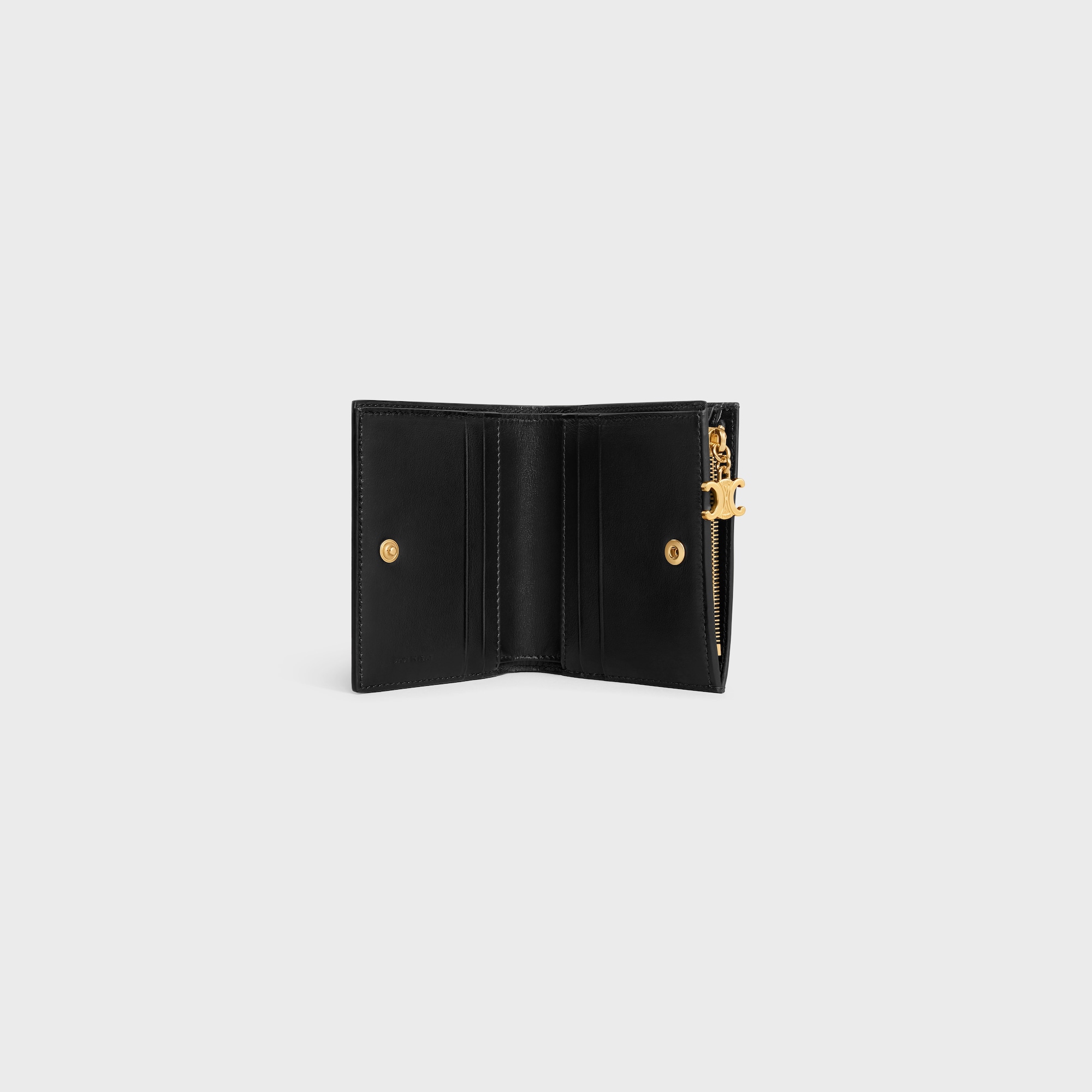COMPACT WALLET TRIOMPHE CHARMS IN GRAINED CALFSKIN BLACK - Image 4