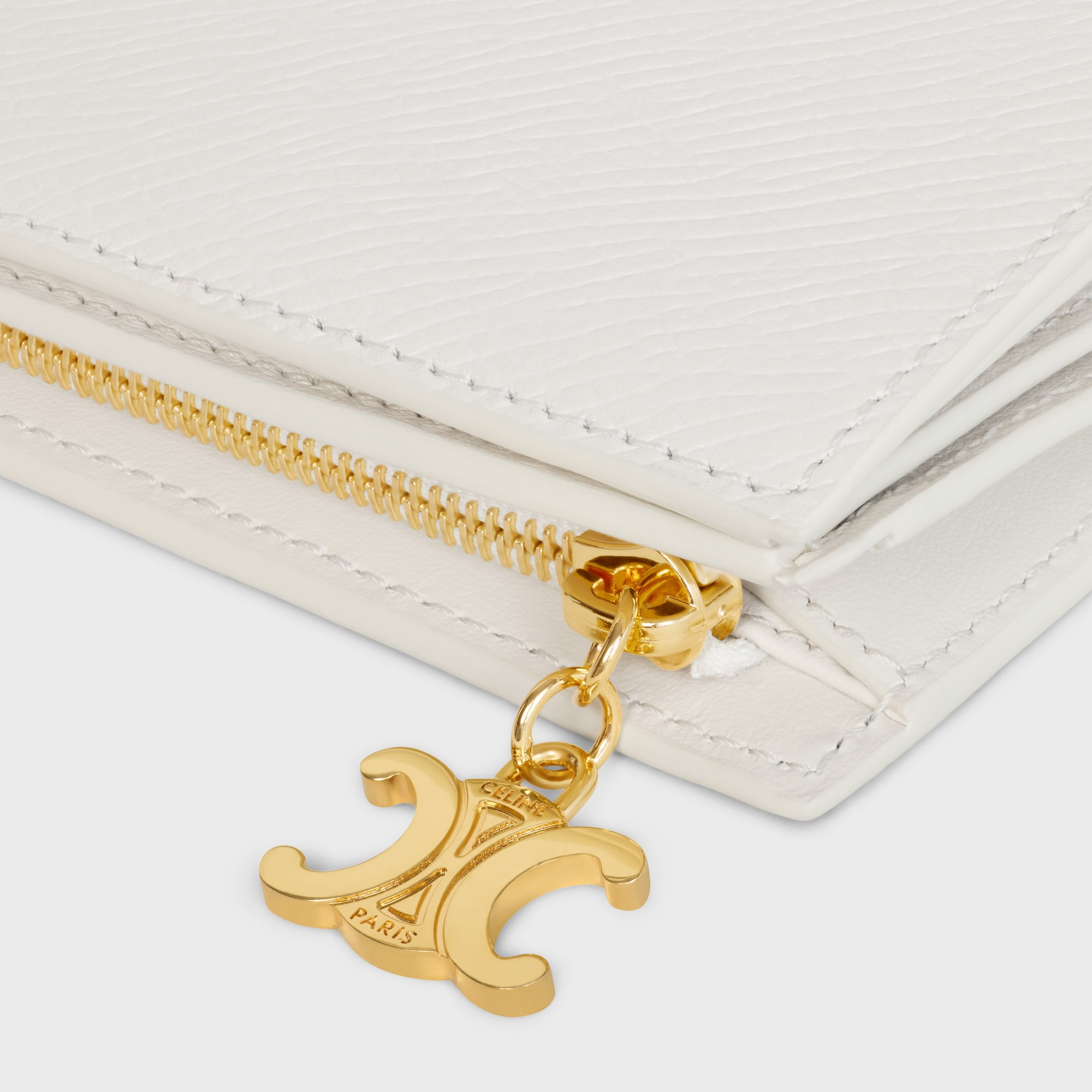 COMPACT WALLET TRIOMPHE CHARMS IN GRAINED CALFSKIN RICE - Image 5