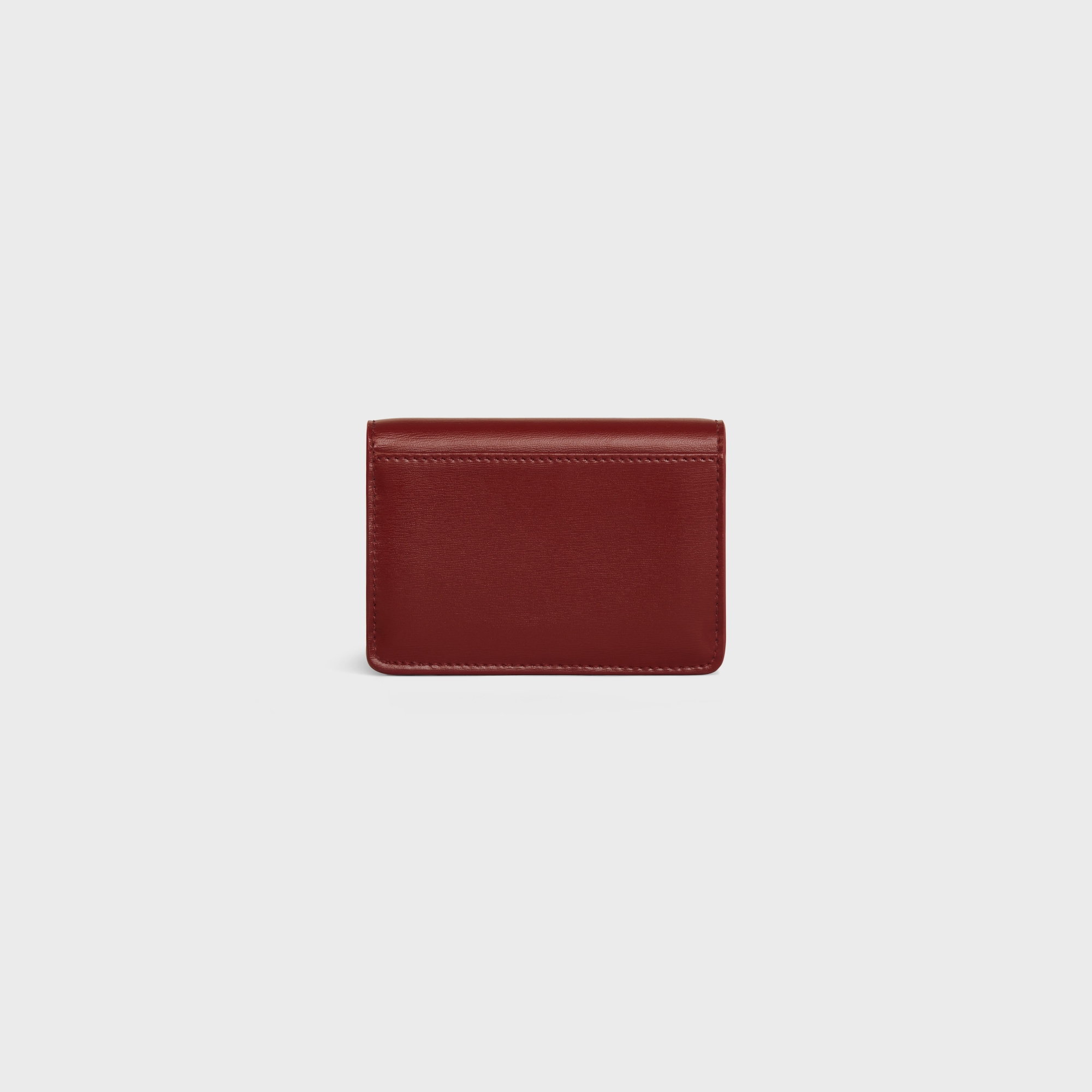 CARD HOLDER WITH FLAP TRIOMPHE IN SHINY CALFSKIN DARK RUBY - Image 3