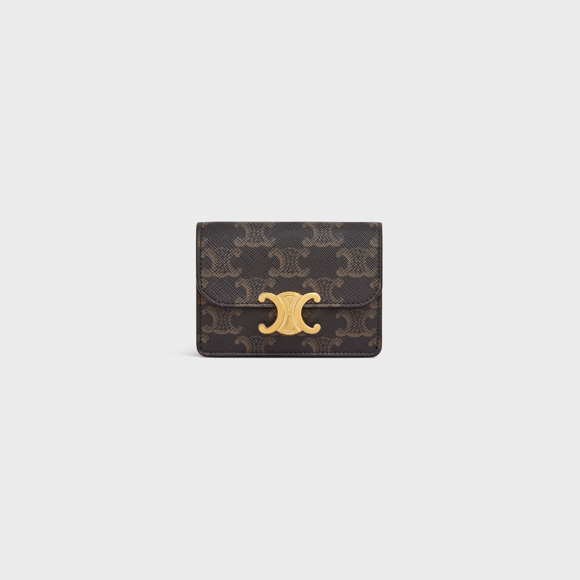 CARD HOLDER WITH FLAP TRIOMPHE IN TRIOMPHE CANVAS TAN