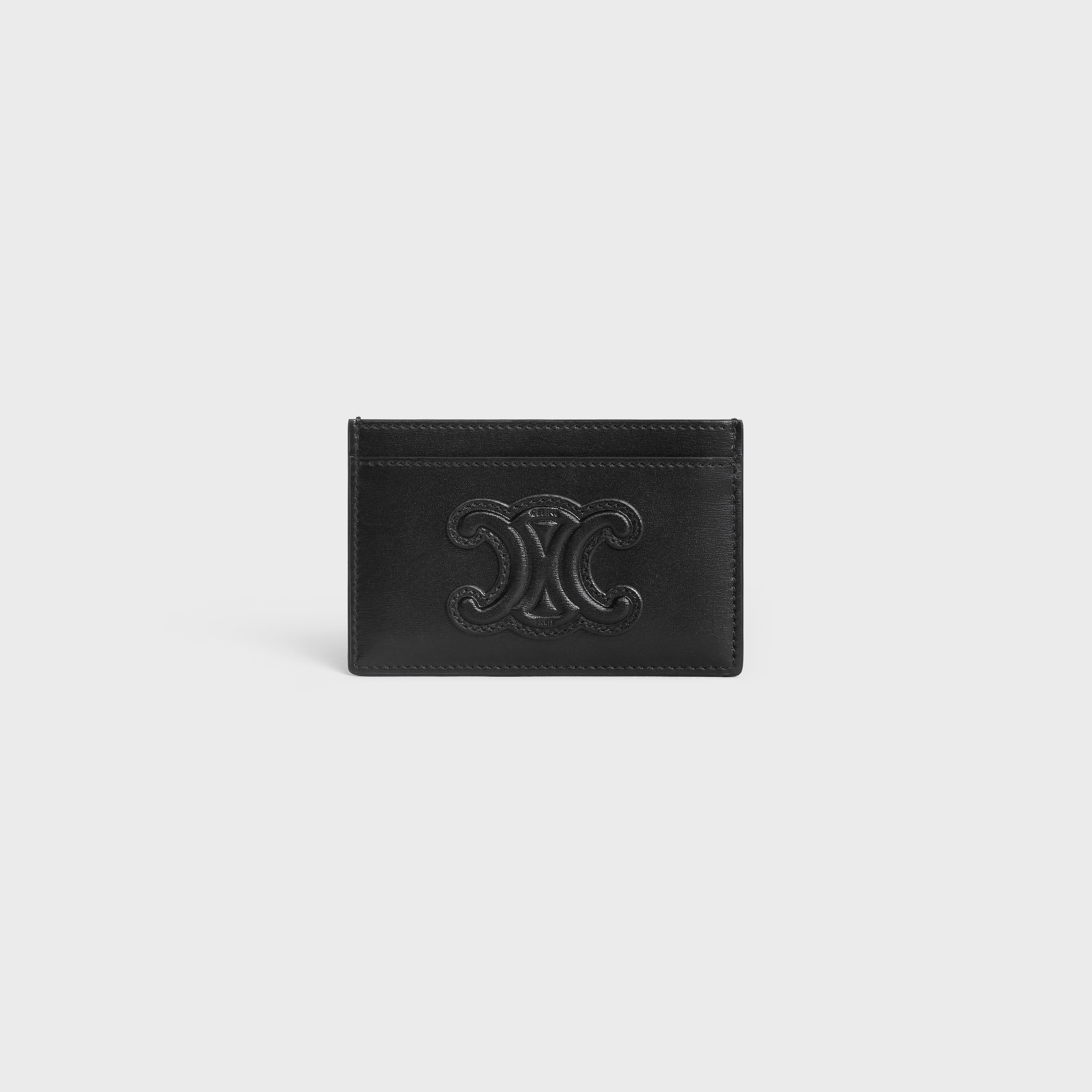 CARD HOLDER CUIR TRIOMPHE IN SHINY CALFSKIN BLACK
