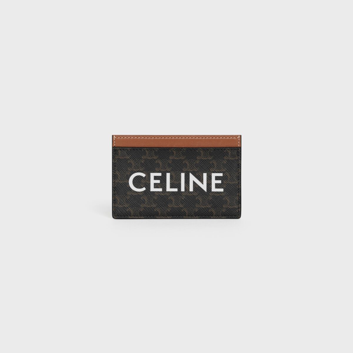 CARD HOLDER IN TRIOMPHE CANVAS WITH CELINE PRINT TAN
