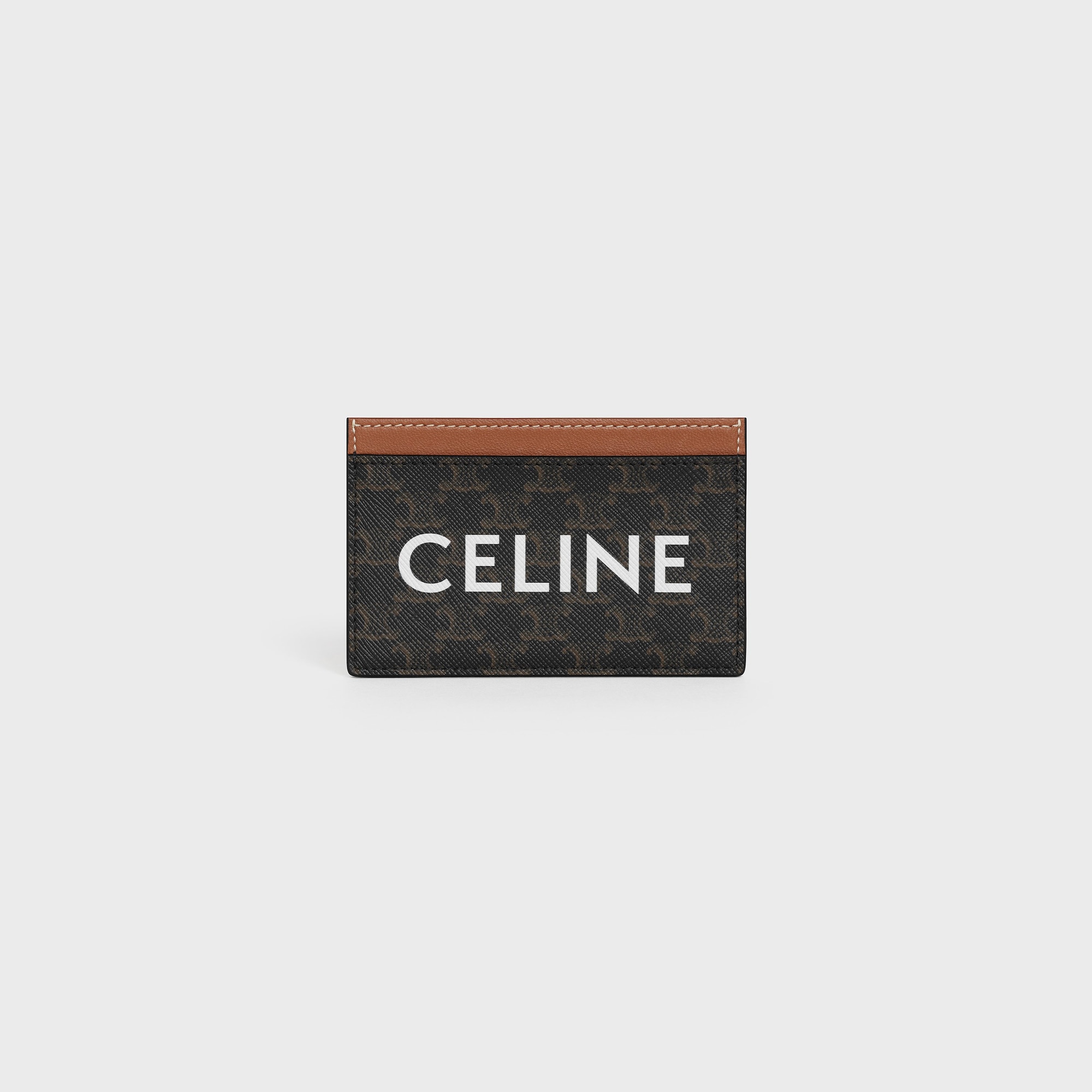 CARD HOLDER IN TRIOMPHE CANVAS WITH CELINE PRINT TAN