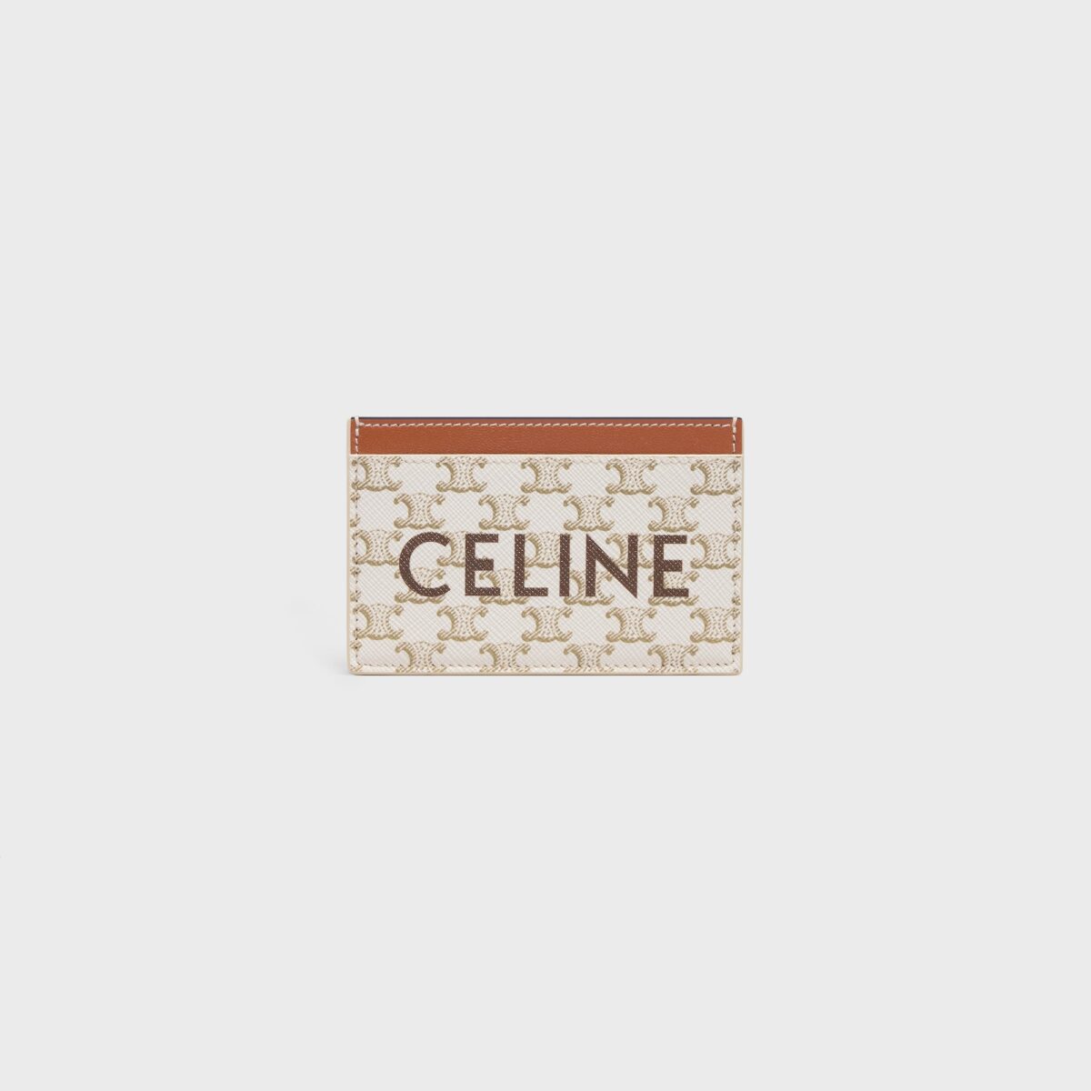 CARD HOLDER IN TRIOMPHE CANVAS WITH CELINE PRINT WHITE/TAN